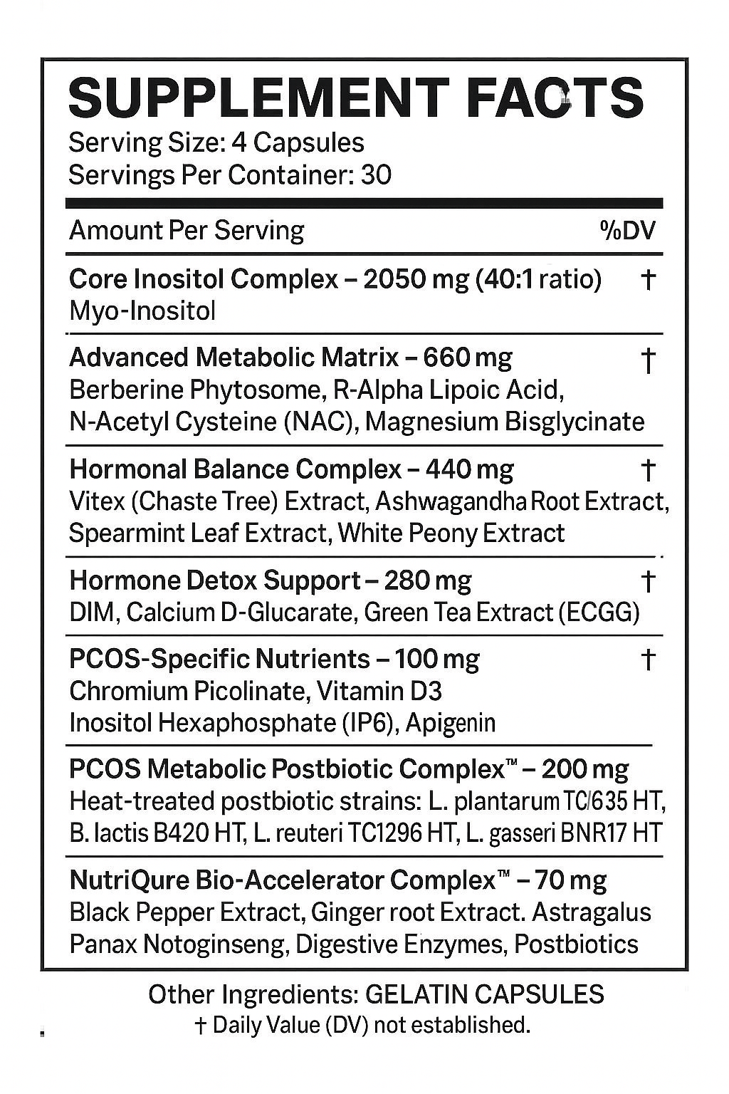 Ovasitol Myo D-Chiro Inositol Complex | PCOS, Ovulation & Hormonal Balance Support | 60 Capsules | 30 Servings