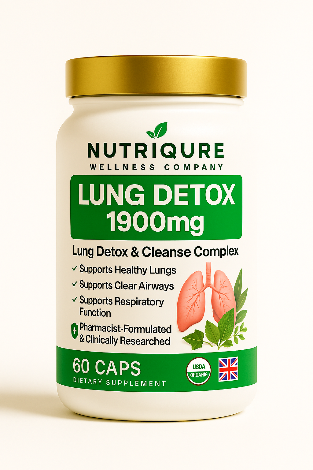 Lung Detox | Advanced Respiratory Detox & Immune Defense Formula 60 Capsules | 30 Servings | 1,930mg Total