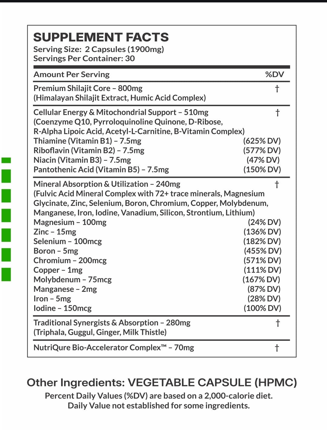 Shilajit Elite™ | Advanced Mitochondrial Energy & Cellular Vitality Complex 60 Capsules | 30 Servings | 1,900mg Total