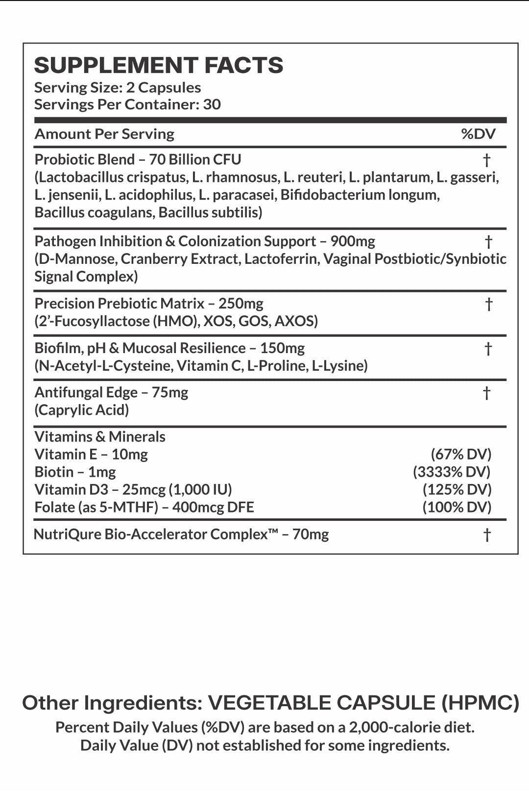FemFlora  |  Advanced Vaginal, Urinary & Gut Microbiome Support Formula 60 Capsules | 30 Servings | 1,455mg Total