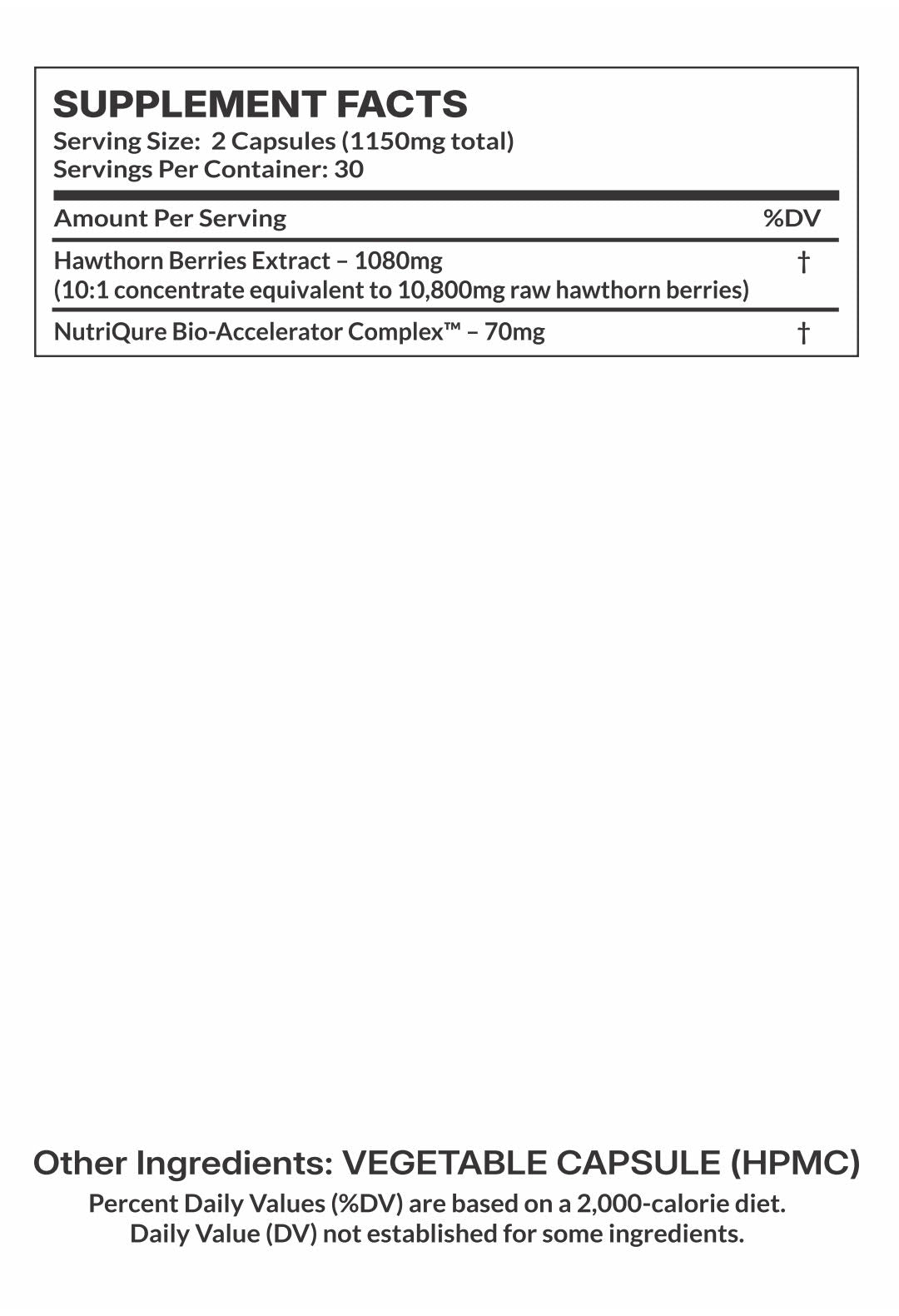 Hawthorn Berries Elite |  Advanced Cardiovascular & Circulatory Support Formula 60 Capsules | 30 Servings | 1,150mg Total