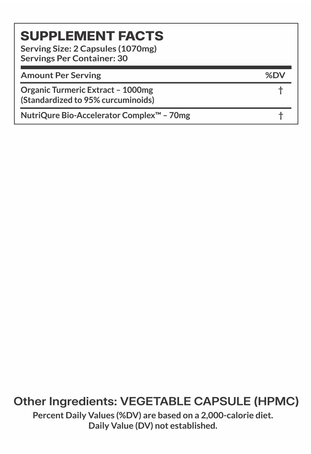 Turmeric Curcumin Elite | High-Strength Inflammation & Joint Support Formula 60 Capsules | 30 Servings | 1,070mg Total